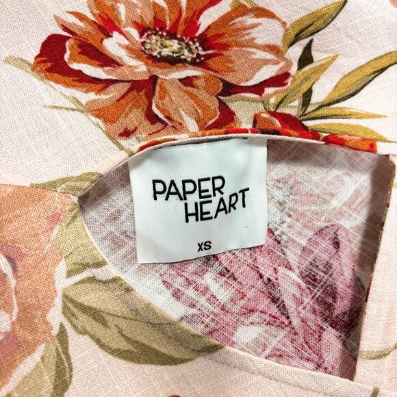 Anthropologie Paper Heart Pink Floral Linen Sleeveless Maxi Dress Size XS - Picture 5 of 8